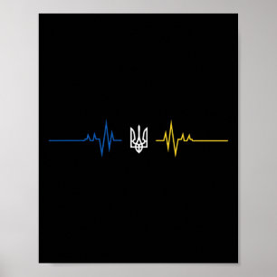 Ukrainian Tryzub Ukraine Flag Heartbeat - Ukraine  Poster