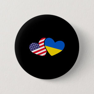 Ukrainian Ukraine 2 Heart Flag I Stand With Ukrain 6 Cm Round Badge