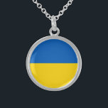 Ukrainian (Ukraine) Flag Sterling Silver Necklace<br><div class="desc">This design features the national flag of Ukraine, which is a country in Eastern Europe. Ukraine borders Russia to the east and north-east; Belarus to the north; Poland, Slovakia and Hungary to the west; and Romania, Moldova and the Black Sea to the south. Ukraine is the second largest country in...</div>