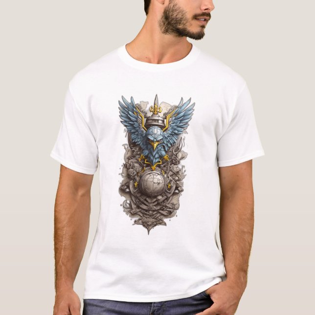 Ukrainian Valour Inked: Modern Military Tattoo Des T-Shirt (Front)