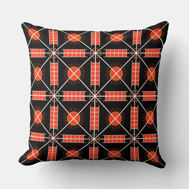 Ukrainian Volyhnian Sun Pattern Throw Pillow (Front)