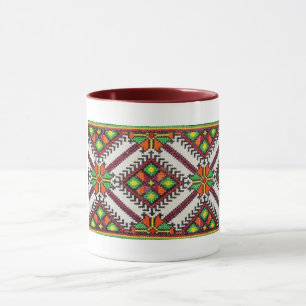 Ukrainian Vyshyvanka Red Green Embroidery Mug
