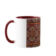 Ukrainian Vyshyvanka Red Spirals Embroidery Mug