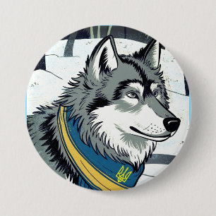Ukrainian Wolf Symbol, Strong, Proud Ukraine Art 7.5 Cm Round Badge
