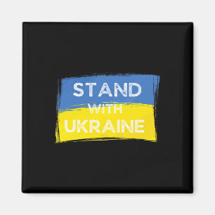 Ukrainian Yellow Blue Flag With Slogan Stand With Magnet