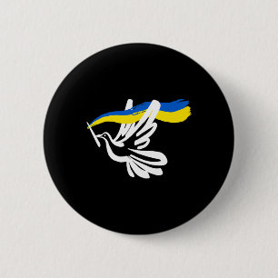 Ukrainian Yellow Blue Flag With White Dove Support 6 Cm Round Badge