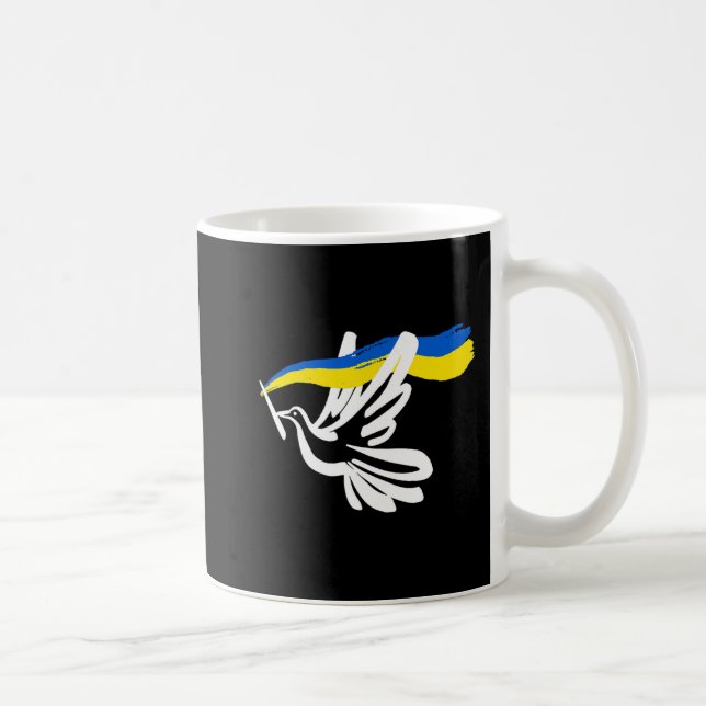 Ukrainian Yellow Blue Flag With White Dove Support Coffee Mug (Right)