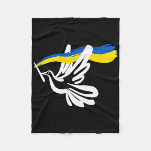 Ukrainian Yellow Blue Flag With White Dove Support Fleece Blanket