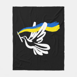 Ukrainian Yellow Blue Flag With White Dove Support Fleece Blanket