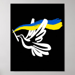 Ukrainian Yellow Blue Flag With White Dove Support Poster