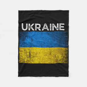 Ukrainian Yellow Blue Flag With Word Ukraine Distr Fleece Blanket