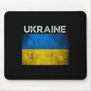 Ukrainian Yellow Blue Flag With Word Ukraine Distr Mouse Mat