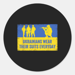 Ukrainians Wear Their Suits Stand With Ukraine Sol Classic Round Sticker