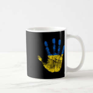 Ukranian Flag Hand Print Symbol Vintage Style Coffee Mug