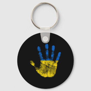 Ukranian Flag Hand Print Symbol Vintage Style Key Ring