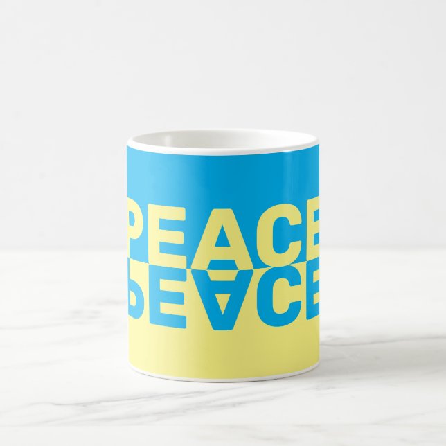 Ukranian flag with peace letters coffee mug (Center)