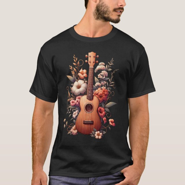 Ukulele  Aesthetic Floral Ukulelist Ukulele T-Shirt (Front)