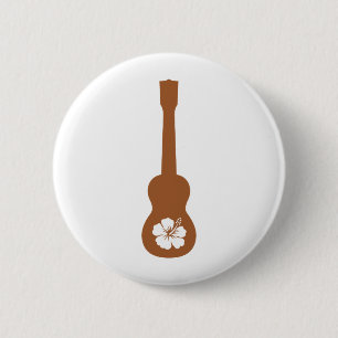 Ukulele and hibisbus 6 cm round badge