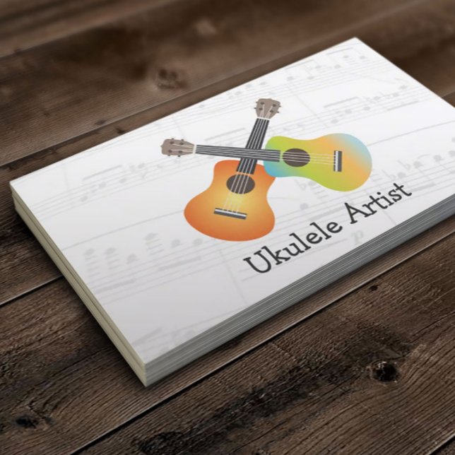 Ukulele Artist Music Notes Business Card (Creator Uploaded)