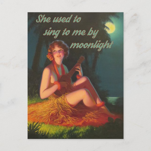 Ukulele by Moonlight Postcard (Front)