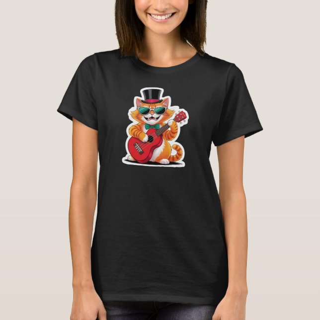 Ukulele Cat Serenade T-Shirt (Front)