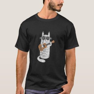 Ukulele Cat Wearing Sunglasses Uke Ukelele Players T-Shirt
