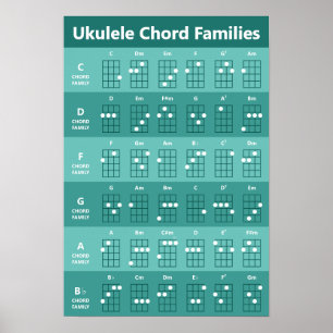 Ukulele Chord Families Chord Chart Teal Monochrome