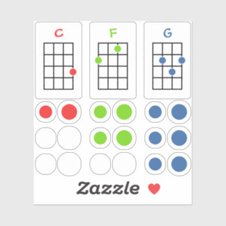 Ukulele Chord Stickers for Learning Chords | C F G