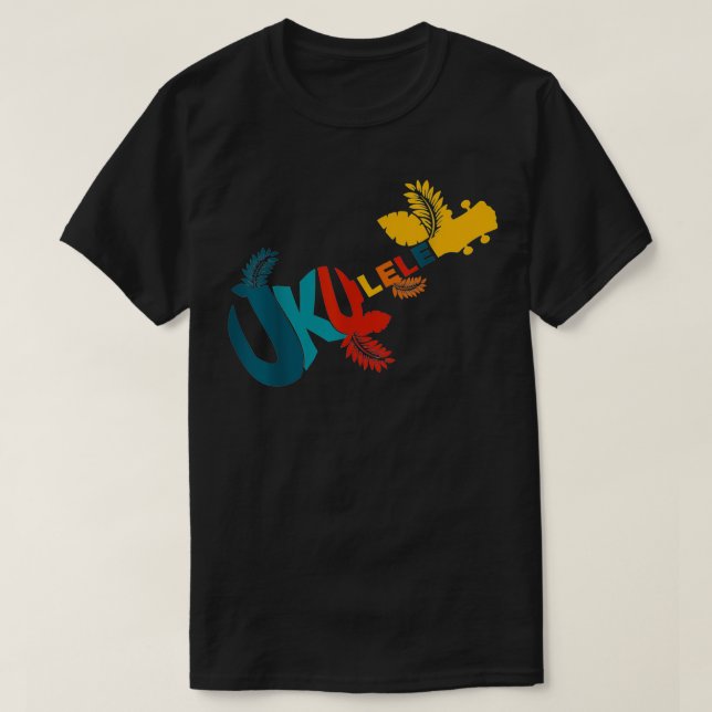 Ukulele Colourful Hawaiian Music Uke Player Gift  T-Shirt (Design Front)