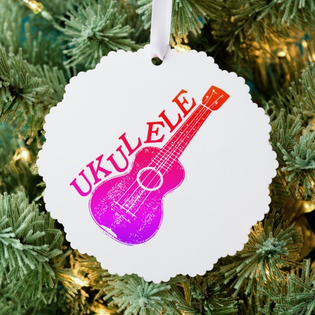 Ukulele Colourful Text And Image  Tree Decoration Card (Insitu (Tree))