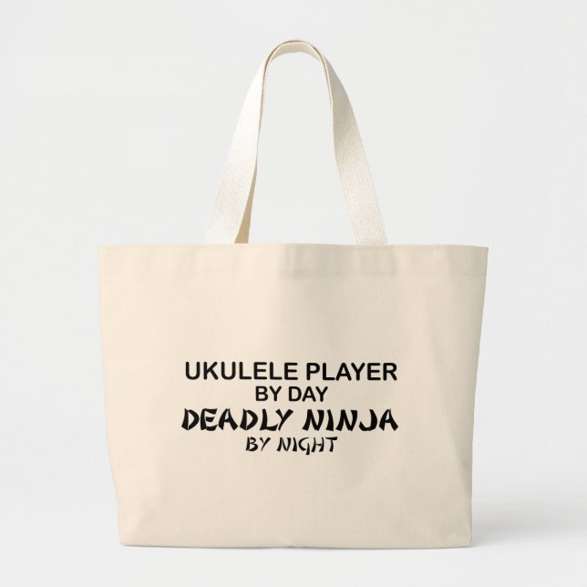 Ukulele Deadly Ninja by Night Large Tote Bag (Front)