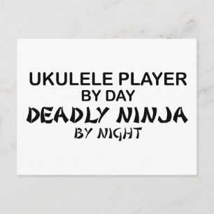 Ukulele Deadly Ninja by Night Postcard