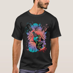 UKULELE funny Music and HIBISCUS flowers UKE T-Shirt