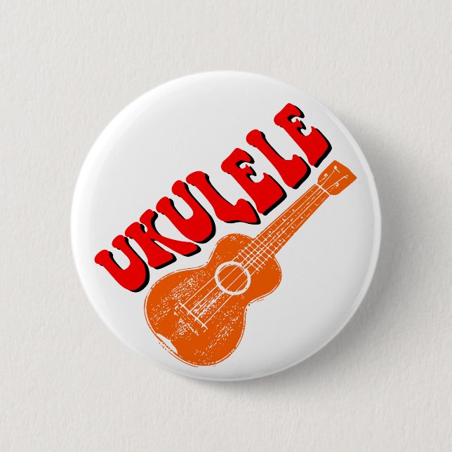 Ukulele Groovy Text Art 6 Cm Round Badge (Front)