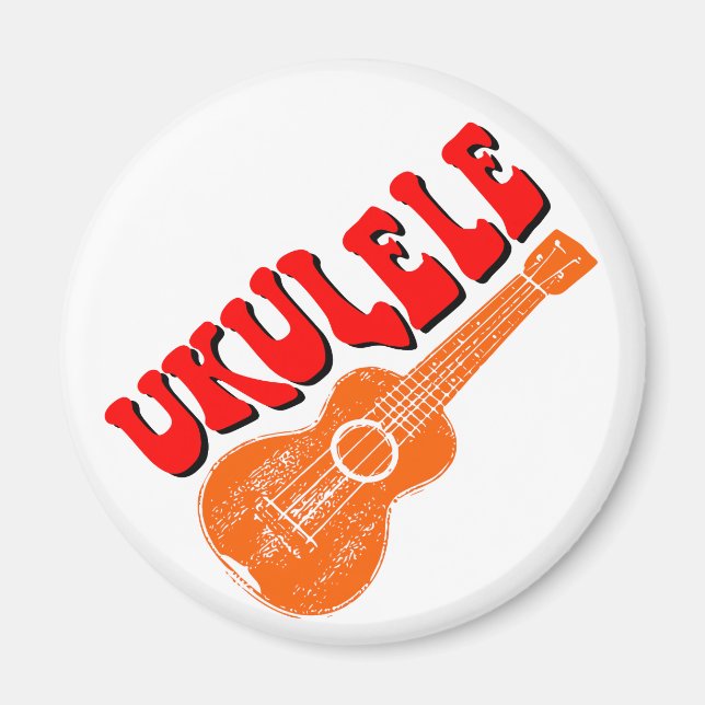 Ukulele Groovy Text Art Magnet (Front)
