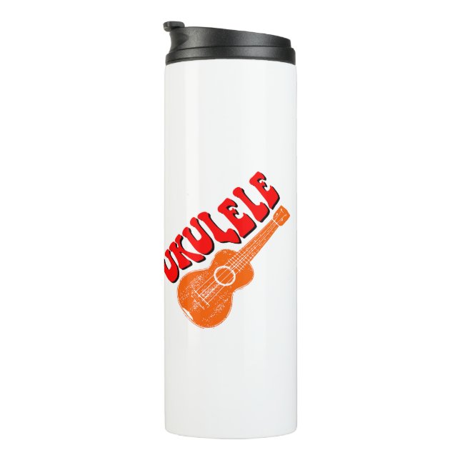Ukulele Groovy Text Art Thermal Tumbler (Rotated Right)