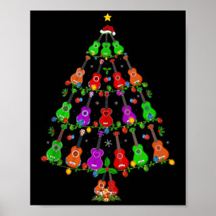 Ukulele Guitar Christmas Tree Funny Music Lover Mu Poster