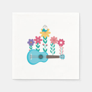 Ukulele Guitar Flowers Music Acoustic Bass Gift Napkin