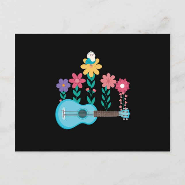 Ukulele Guitar Flowers Music Acoustic Bass Gift Postcard (Front)