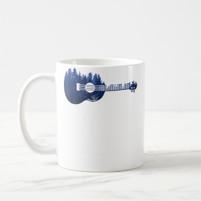 Ukulele Guitar Forest Silhouette Landscape Trees M Coffee Mug (Left)
