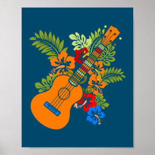 Ukulele Guitar Hawaii Music Plants Nature Uke Poster