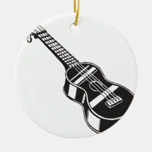 Ukulele Hawaian Instrument Cute Unique Guitar Hawa Ceramic Tree Decoration