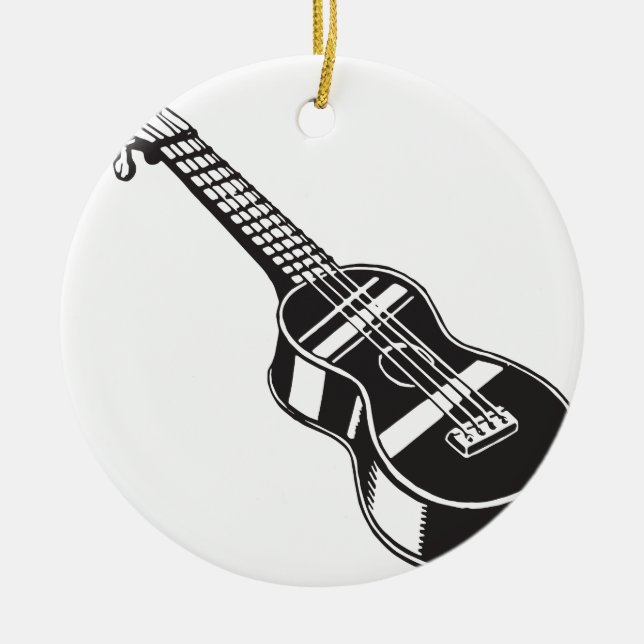 Ukulele Hawaian Instrument Cute Unique Guitar Hawa Ceramic Tree Decoration (Front)