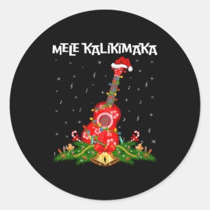 Ukulele Hawaiian Mele Kalikimaka Ukulele Guitar Ch Classic Round Sticker