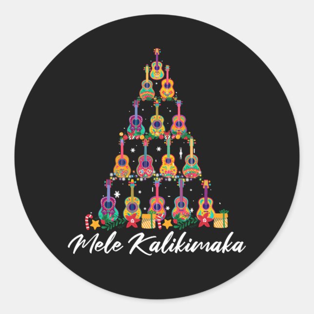 Ukulele Hawaiian Mele Kalikimaka Ukulele Guitar Ch Classic Round Sticker (Front)