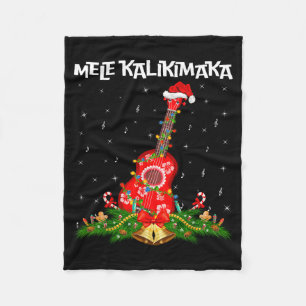 Ukulele Hawaiian Mele Kalikimaka Ukulele Guitar Ch Fleece Blanket