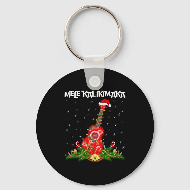 Ukulele Hawaiian Mele Kalikimaka Ukulele Guitar Ch Key Ring (Front)