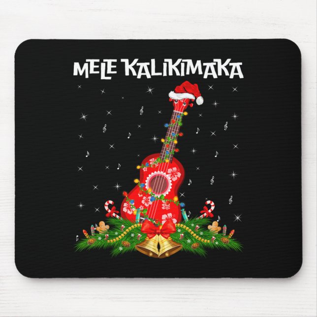 Ukulele Hawaiian Mele Kalikimaka Ukulele Guitar Ch Mouse Mat (Front)