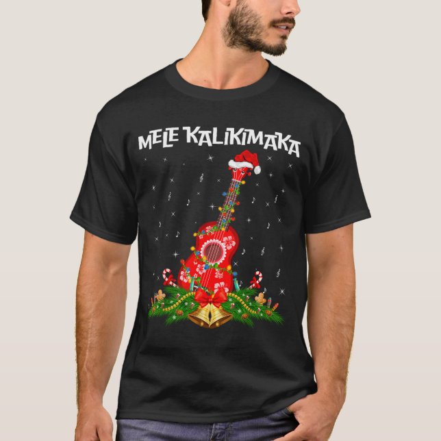 Ukulele Hawaiian Mele Kalikimaka Ukulele Guitar Ch T-Shirt (Front)