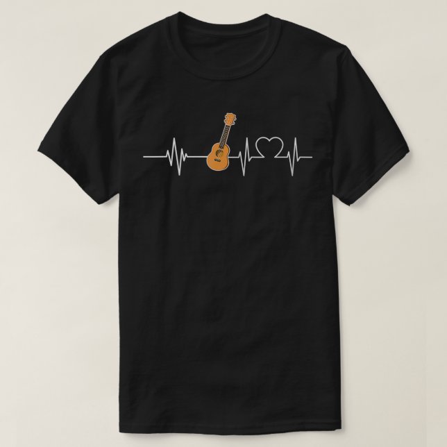 Ukulele Heartbeat EKG Ukulele Player Gift  T-Shirt (Design Front)